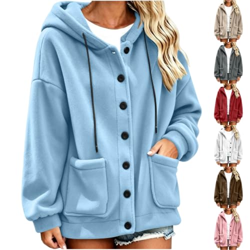 Button Front Plush Oversized Sweatshirt