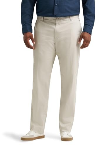 Lee Men's Big & Tall Extreme Motion Cotton Regular Fit Flat Front Straight Pant Deal
