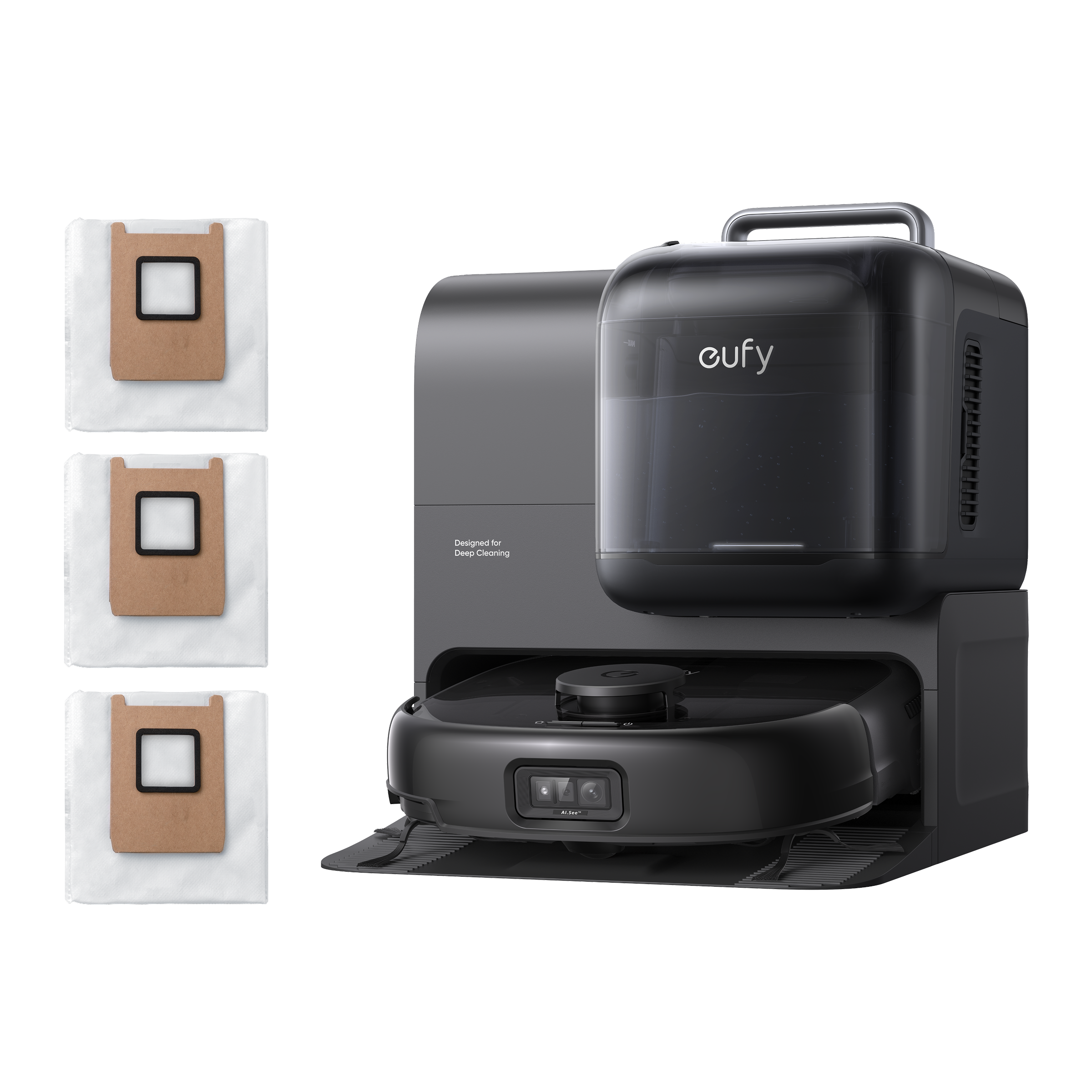 Eufy Robot Vacuum Omni E28 with Dust Bag and Bonus Bottle of eufy Spray Fabric Cleaner Deal