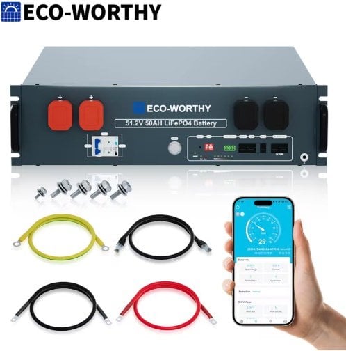 ECO-WORTHY 48V 50Ah LiFePO4 Server Rack Battery 3U 2560Wh