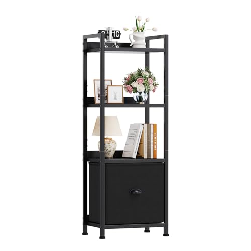 DUMOS 4 Tier Bookshelf with Fabric Drawer Deal