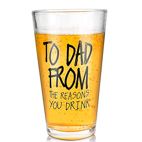16-oz. Glass "To Dad from The Reasons You Drink" Pint Beer Glass