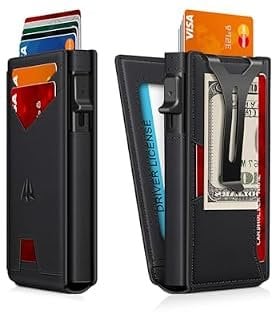Slim Minimalist Wallet with Money Clip & ID Window, RFID Blocking Pop-Up Credit Card Holder Deal