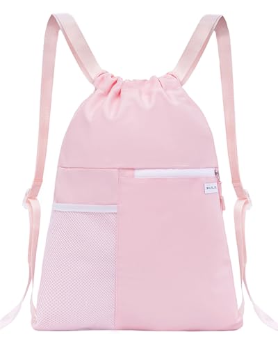BAVELOE Drawstring Gym Backpack with Mesh Pocket
