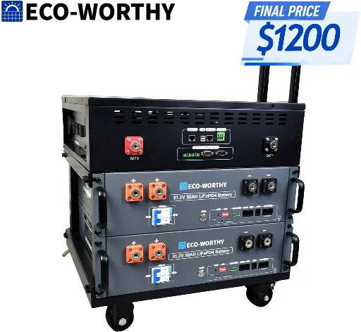 ECO-WORTHY 3500W Solar All-in-One 48V US Parallel Ready + 2x 48V 50AH Battery + Base