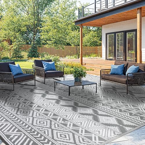 LIANLAM Waterproof Reversible Outdoor Rug 8x10 ft