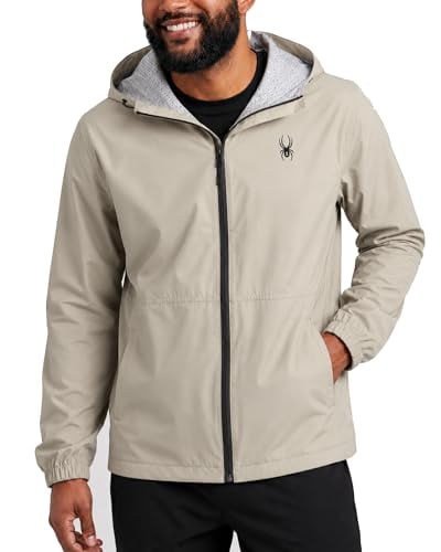 Spyder Mens Rain Jacket Waterproof Lightweight Hooded Windbreaker Deal