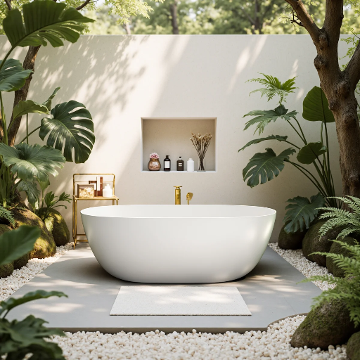 StonePure 61"x30" Freestanding Solid Surface Stone Bathtub
