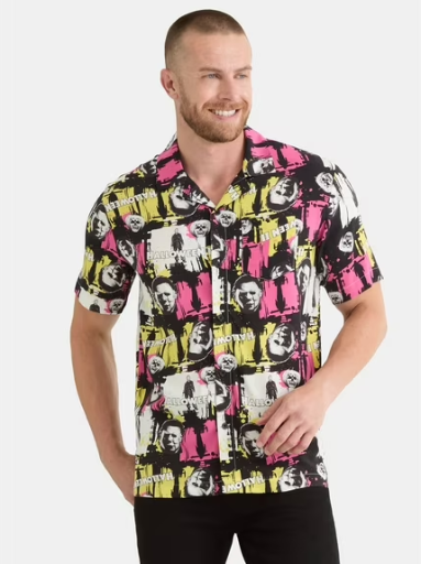 Halloween 2 Men's and Big Men's Print Button-Up Shirt Sizes XS-3XL