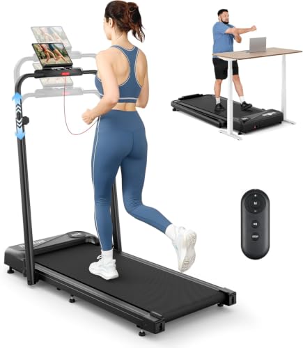 THERUN Walking Pad with Handle Bar, 2 in 1 Under Desk Portable Treadmill