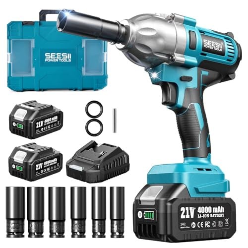 Seesii 21V 1/2" Brushless Cordless Impact Wrench w/ 2x 4.0Ah Batteries Deal