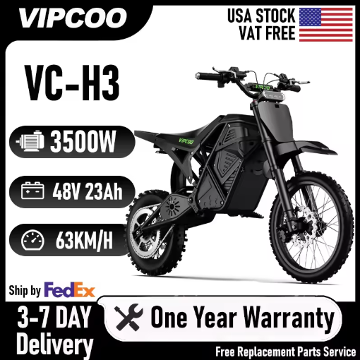 VIPCOO VC-H3 Electric Dirt Bike 3500W 48V 23Ah Fat Tire