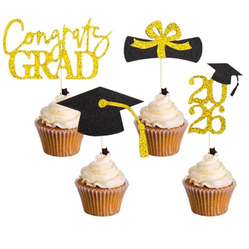 Oeyliz 2026 Graduation Theme Cupcake Toppers Deal