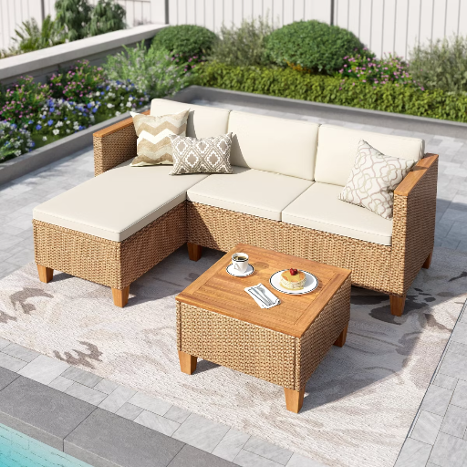 3-Piece Captiva Designs Outdoor Wicker Patio Sofa Conversation Set