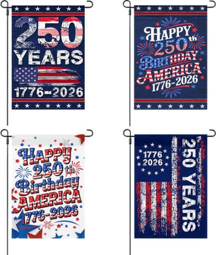 LANDLIT 4 PCS 12x18 Inch 250 Year America Anniversary Garden Flag