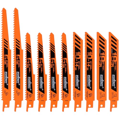 HORUSDY 10-Piece High Carbon Steel Reciprocating Saw Blade Set