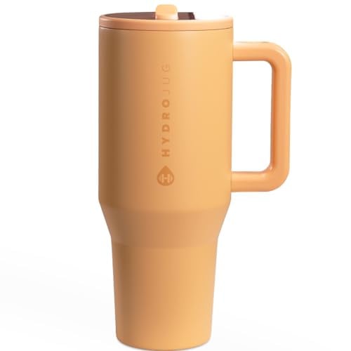 HydroJug Traveler 40 oz Water Bottle with Handle and Flip Straw, Marigold Deal