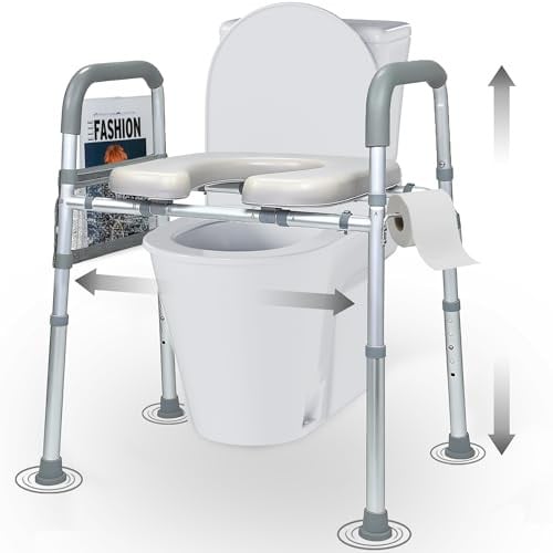 Unlicon Height and Width Adjustable Raised Toilet Seat w/ Handles