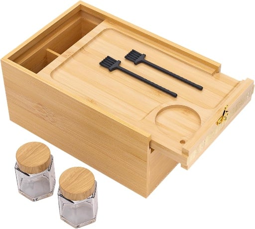 Bamboo Storage Box with Lid with 4 Compartments Deal