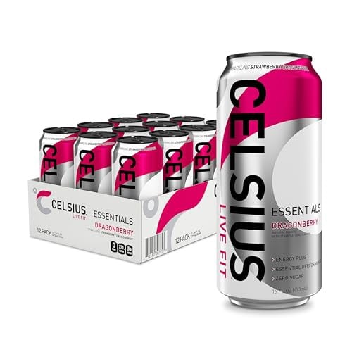 CELSIUS Essentials Sparkling Dragonberry Sugar Free Energy Drink 12-Pack 16-Oz