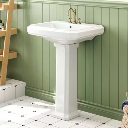 Horow 23" Rectangular Ceramic Pedestal Combo Bathroom Sink