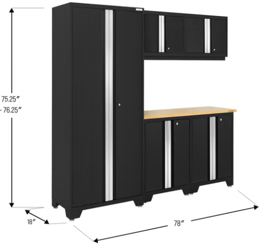 NewAge Products Bold Series 6-Piece Cabinet Set with 30 in. Locker (Black)