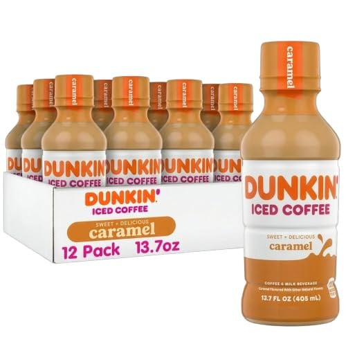 Dunkin’ Caramel Iced Coffee Bottle, 13.7 fl oz 12-Pack Deal