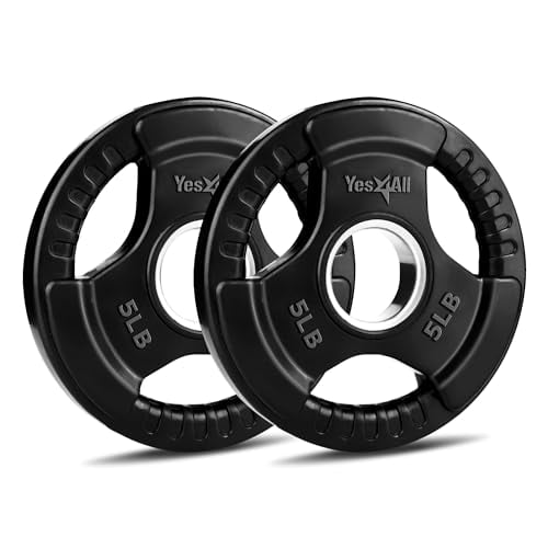 Yes4All Weight Plate Grip Rubber Coated 5LB Pair Deal