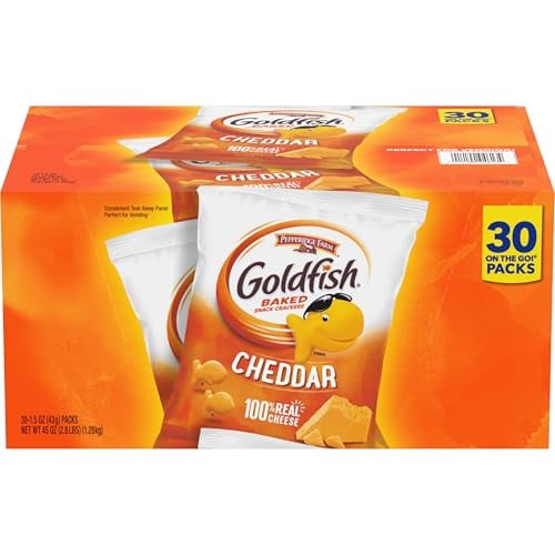 Goldfish Cheddar Crackers Snack Packs, 30 Count