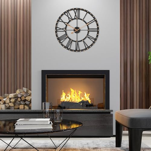 Large Metal Wall Clock, 24 Inch Silent Non-Ticking