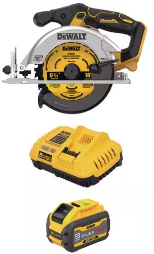 DEWALT 20V MAX Cordless Brushless 6-1/2 in. Circular Saw with 9 Ah Battery Deal