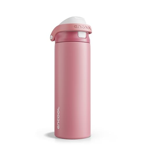 ENCOOL Insulated Stainless Steel Water Bottle w/ Straw 24-Oz