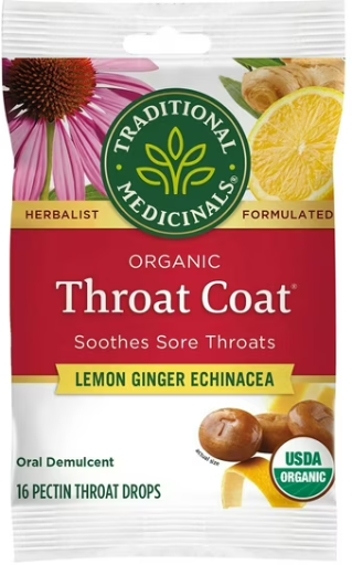 Traditional Medicinals Organic Throat Coat Lemon Ginger Echinacea 16-Count