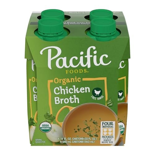 Pacific Foods Organic Free-Range Chicken Broth 8 oz Carton 4-Pack Deal