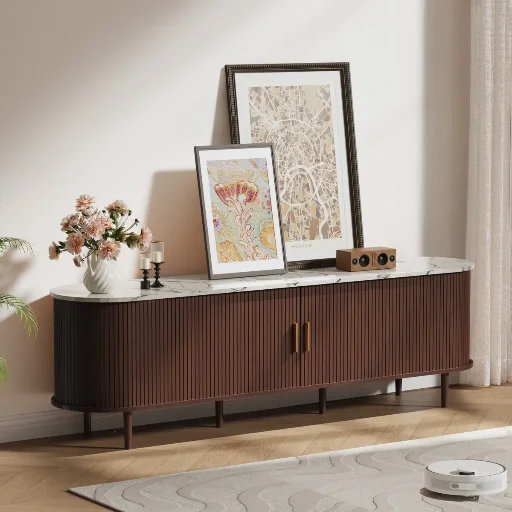 Latitude Run Mid Century Modern TV Stand w/ Power Outlet & Adjustable Shelves for 40-65" TVs