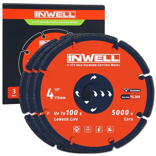 3-Pack 4-1/2" Inwell Diamond Cut-Off Wheel for Metal