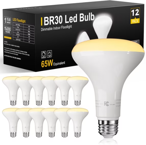 DAYBETTER 12 Pack BR30 LED Bulbs 65W Equivalent, Dimmable, E26 Base, 2700K Soft White Deal