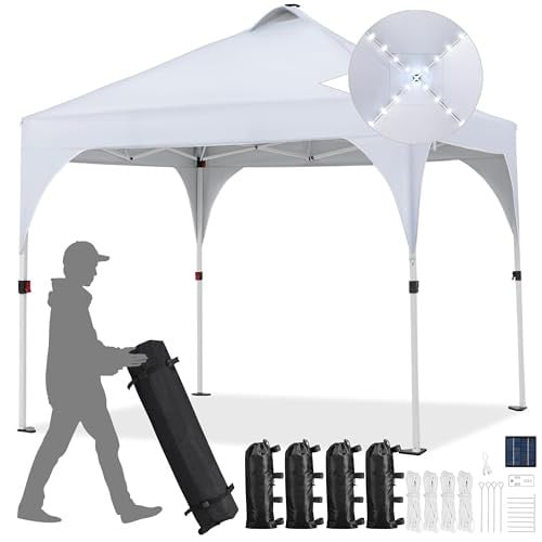 Yaheetech 10' x 10' Pop-Up Canopy Tent w/ Solar LED Lights Sandbags and Stakes Deal