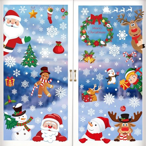 Traplace PVC Window Clings 9-Sheet 186-Piece Christmas Theme