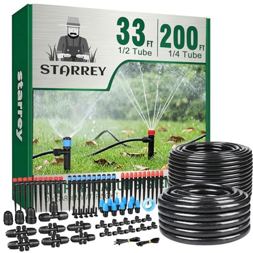 Starrey Drip Irrigation Garden Watering System w/ 33' 1/2" Main Line & 200' 1/4" Drip Line Deal