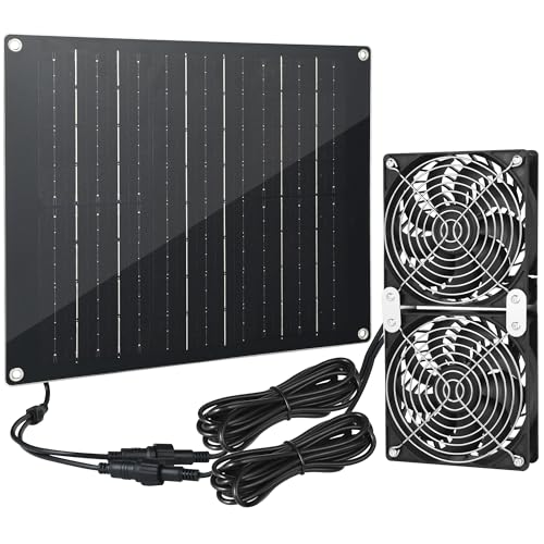 Solar Fan 30W with 2 IPX7 Weatherproof 5In Fans Deal