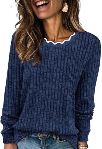 WIHOLL Scalloped Neck Lightweight Sweater Deal