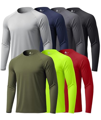 ZITY 7 Pack Long Sleeve Shirts for Mens UPF 50+ Fast Dry Deal