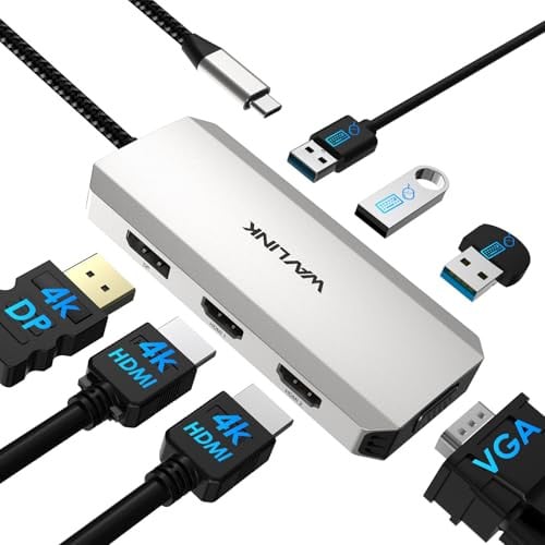 WAVLINK USB-C Docking Station w/ Dual HDMI, DisplayPort, VGA & 3x USB-A 2.0 (Triple 4K) Deal