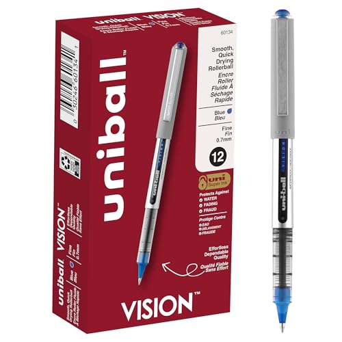 Uni-ball Vision Rollerball Pens 12-Count 0.7mm Fine Point (Blue)