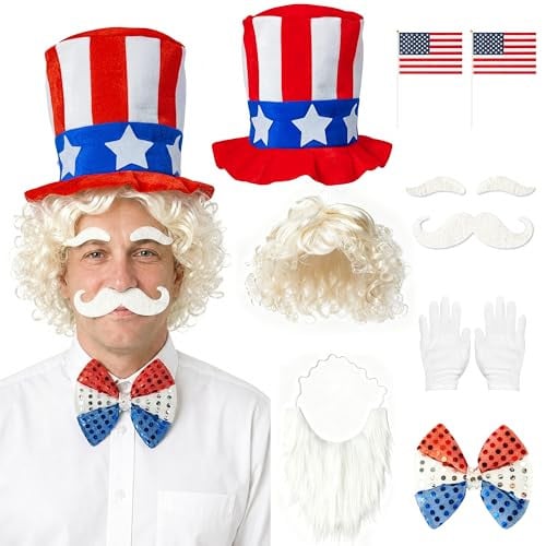 10pcs 4th of July Costume Patriotic Uncle Sam Costume Accessories Set Deal