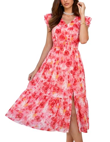 GRACE KARIN Womens Summer Wedding Guest Dress Red-Floral Print S Deal