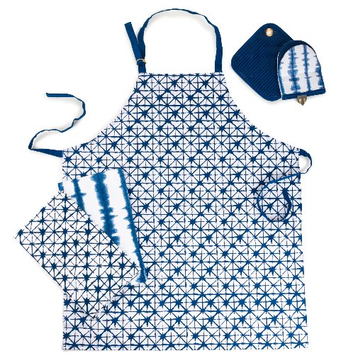 Thyme & Table Textile Kitchen Set 5-Piece Tie Dye Blue