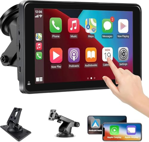 Portable Wireless Carplay/Android Auto Screen for Car 7 Inch HD Touch Screen