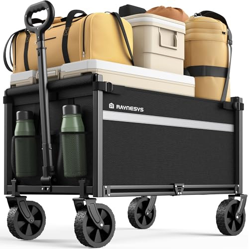 Heavy-Duty Folding Wagon Cart with Wheels, Collapsible Design, 330 lbs Capacity